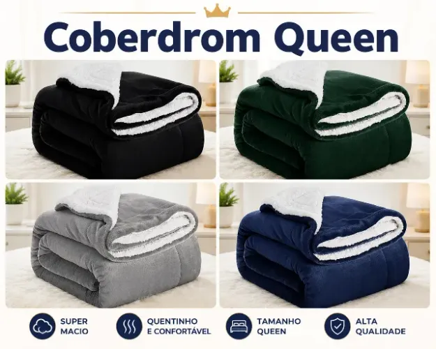 Coberdrom Casal Queen Sherpa Dupla Face Grosso Peluciado