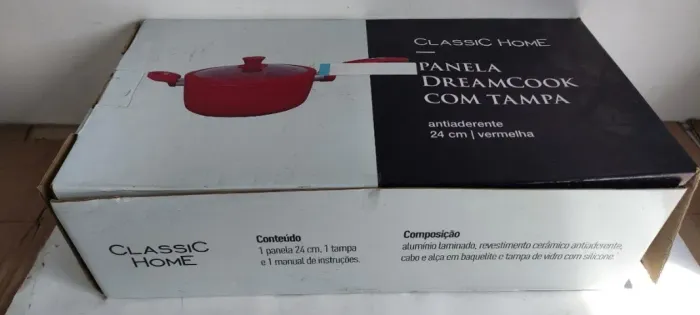 Panela Classic Home / Dream Cook com tampa 24cm vermelha cerâmica antiaderente