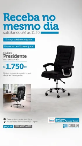 Cadeira Presidente Mola Ensacada Ergonômica para Escritório