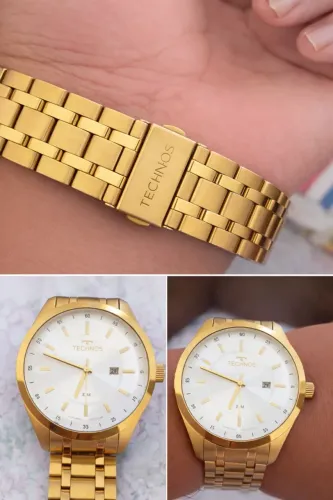 ? Relógio Technos Masculino Dourado - Original - Aceito Cartão
