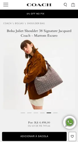 Bolsa Coach Juliet Shoulder 38 signature original