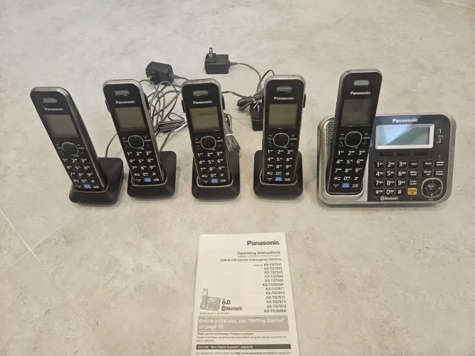 : Kit Telefone Sem Fio Panasonic KX-TG7875S - Central + 4 Bases/Ramais