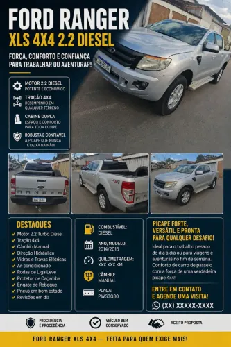 Ford Ranger XL 2.2 4X4 CD Diesel Mec. 2015