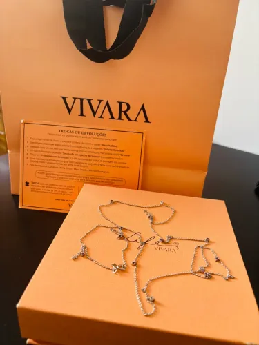 Colar longo vivara em prata 925 e com pedras ametistas