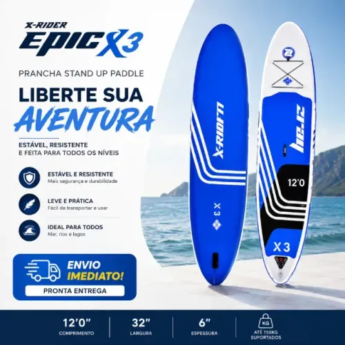 Prancha Stand Up Paddle X-Rider Epic X3 12? Inflável Alta Performance