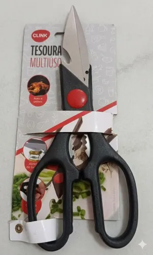 Tesoura P/ Cozinha Tesoura Multiuso, Ideal para peixes e aves, 21,5cm Clink