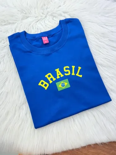 Camisa do Brasil Azul Copa 100% Algodão Tam M e G