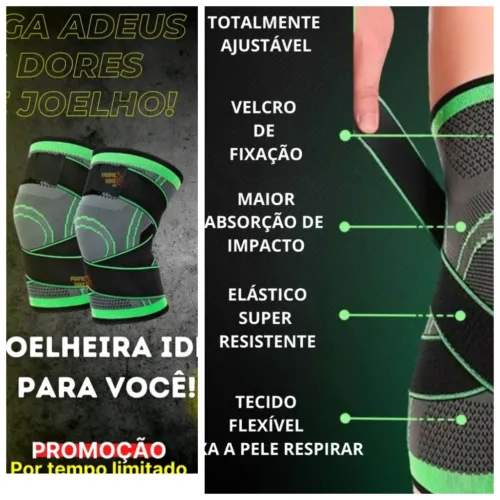 Super Promoção Par de Joelheiras de compreensão articulada mais brinde 