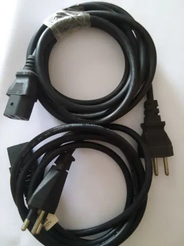 Cabos de força tripolar para computadores, monitores, etc.(kit com 2 cabos)