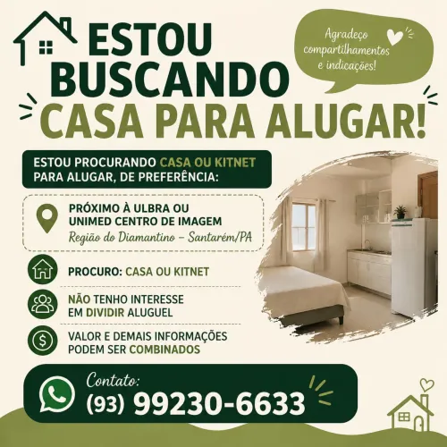 Busco Aluguel de Casa ou Kitnet