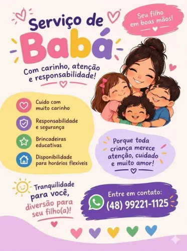 Serviço de Babá no Centro de Palhoça - Cuidado e Carinho para o seu Filho! ?