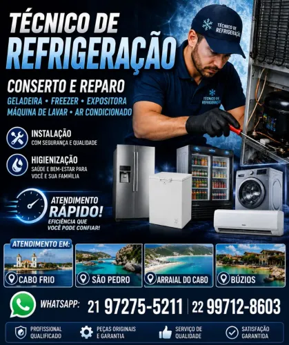 Conserto de geladeira, máquina de lavar, micro-ondas e ar condicionado 