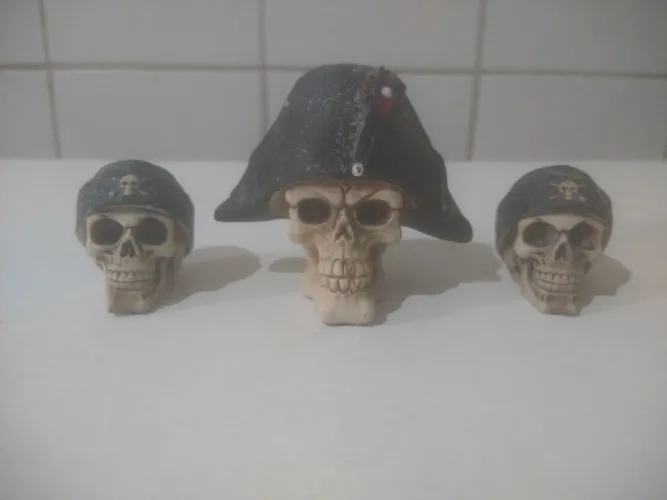 3 caveira crânio de resina pequenas