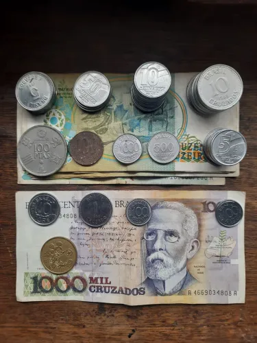 Moedas e Cédulas Antigas Brasil - Machado de Assis, Cruzeiro, Cruzado