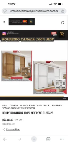 ROUPEIRO CANADA PORTA DE CORRER CASAL MDF