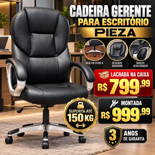 Cadeira para escritório gerente suporta 150kg lacrada