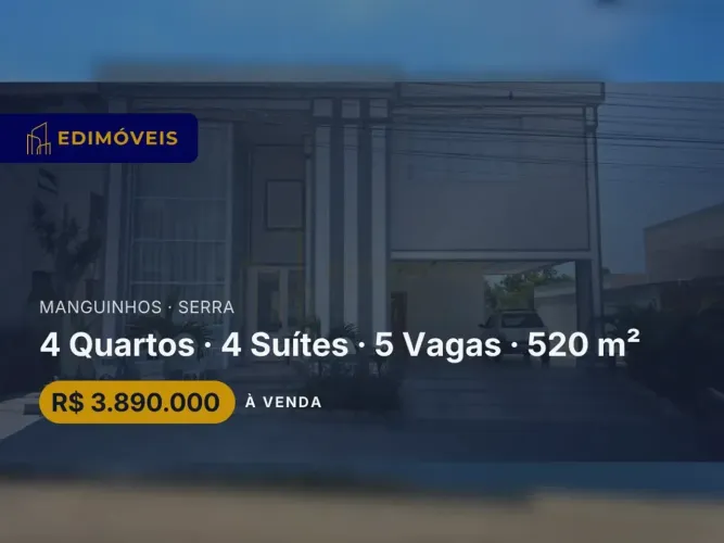 Manguinhos: Casa 4 suítes em condomínio, alto padrão e acesso à praia