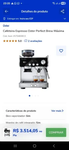 Cafeteira expresso oster perfect brew maxima