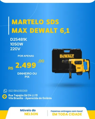 Martelo SDS Max Dewalt 6,1 D25481K 1050W 220V 