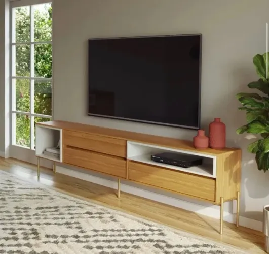 Rack Milano 224 com Gavetas e Nichos 3D para TV