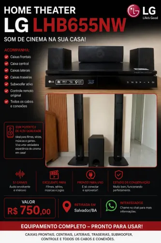 Home Theater LG LHB655NW Completo