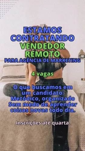 Vaga para Vendedor Remoto em Agência em Copacabana