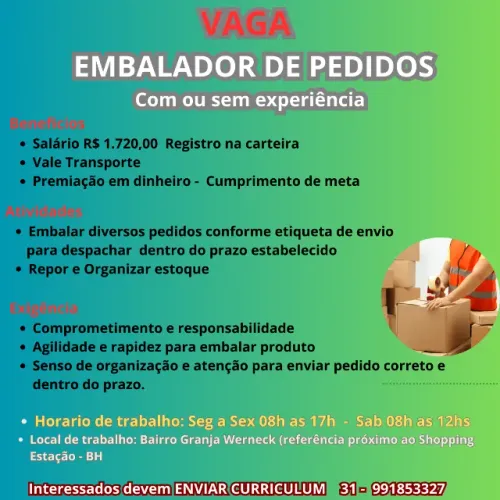 VAGA - EMBALADOR DE PEDIDOS - CLT