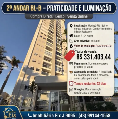 ? 2º ANDAR BL-B - PRATICIDADE E ILUMINAÇÃO