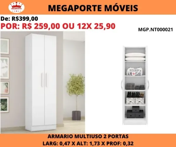 ARMÁRIO MULTIUSO 02 PORTAS 