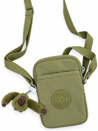 Bolsa Kipling Original Transversal Verde com Macaquinho - Conservada