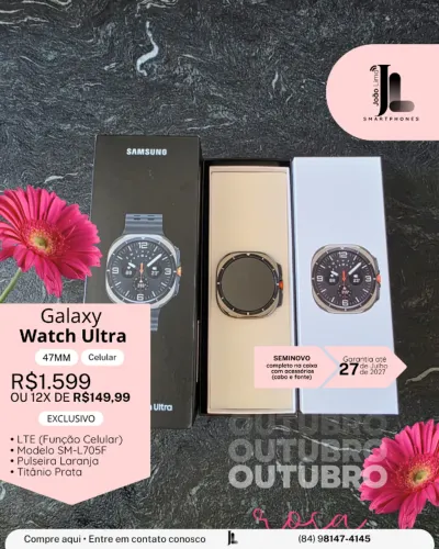 GALAXY WATCH ULTRA, 47MM, CELULAR, SEMINOVO NA GARANTIA, EXCLUSIVO!