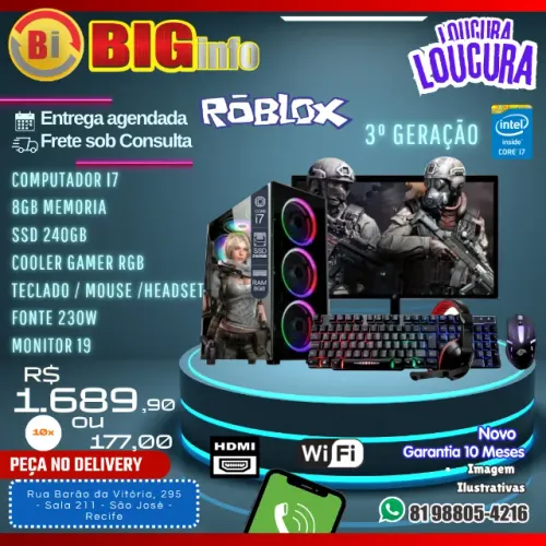Computador Completo I7 3.4ghz 8gb Ssd 240gb Monitor 19 Hd Intel 4000 - NOVO - Em ate 10x