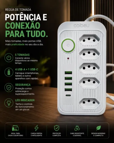 PowerHub 5.1, 2500W, 110-220V Cabo de 1,9 metros