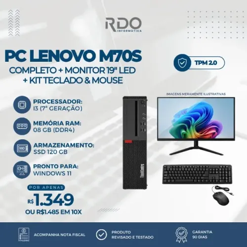 Computador Completo Lenovo M70S Recomendado para Loja e Escritório