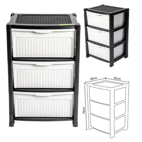 Gaveteiro rattan com 3 gavetas