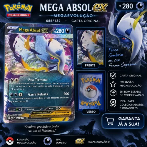 Pokémon Mega Absol ex 086/132 | Megaevolução | Carta Rara