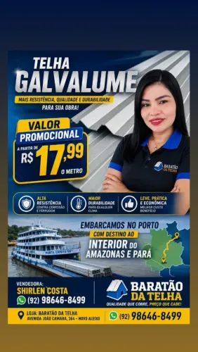 $17,99 o MT da TELHA GALVALUME.