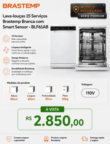 Lava Louça Brastemp 15 serviços