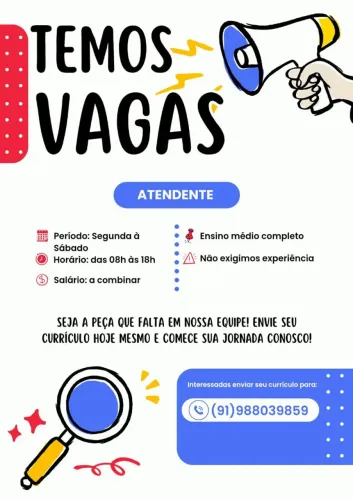 Vaga para atendente 