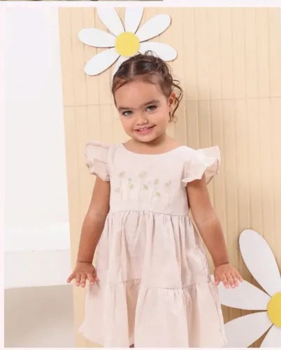Vestidos tecido em algodão tamanhos 1 ano