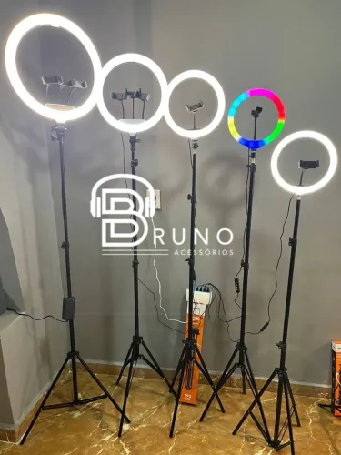 Ring light com tripé iluminação fotos vídeos