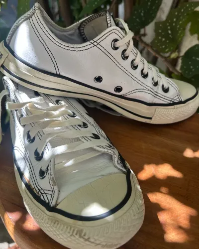 All Star Chuck Taylor Couro Branco - Vintage TAM 36