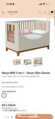 Berço Boom Slim Classic 2 em 1