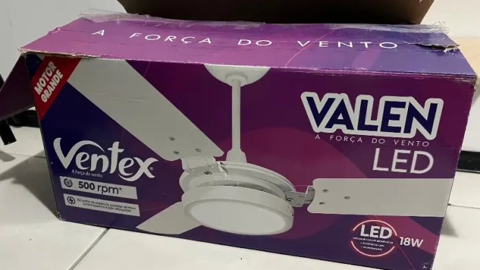 Ventilador de Teto Ventex Valen LED Plus 18W Preto - Forte e Silencioso!