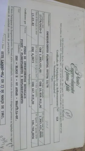 Vendo 20 títulos CPR de reflorestamento 