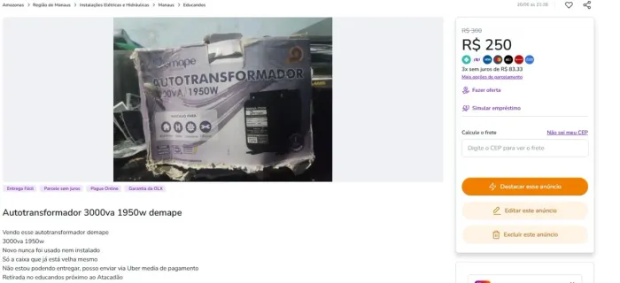 Vende-se autotransformador