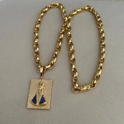 Corrente de moeda antiga banhado a ouro 