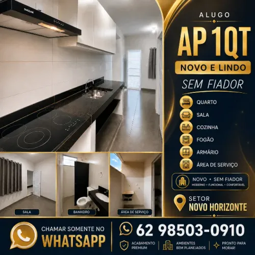 Apartamento 1 quarto para alugar em Goiânia ? Novo Horizonte, acabamento premium