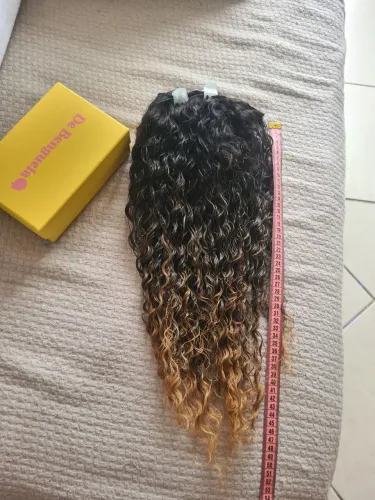 Cabelo humano Curly, de benguela,50 cm,260 g, Ombré.