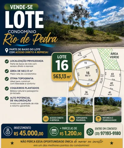 Vende-se excelente lote Condomínio Rio de Pedra